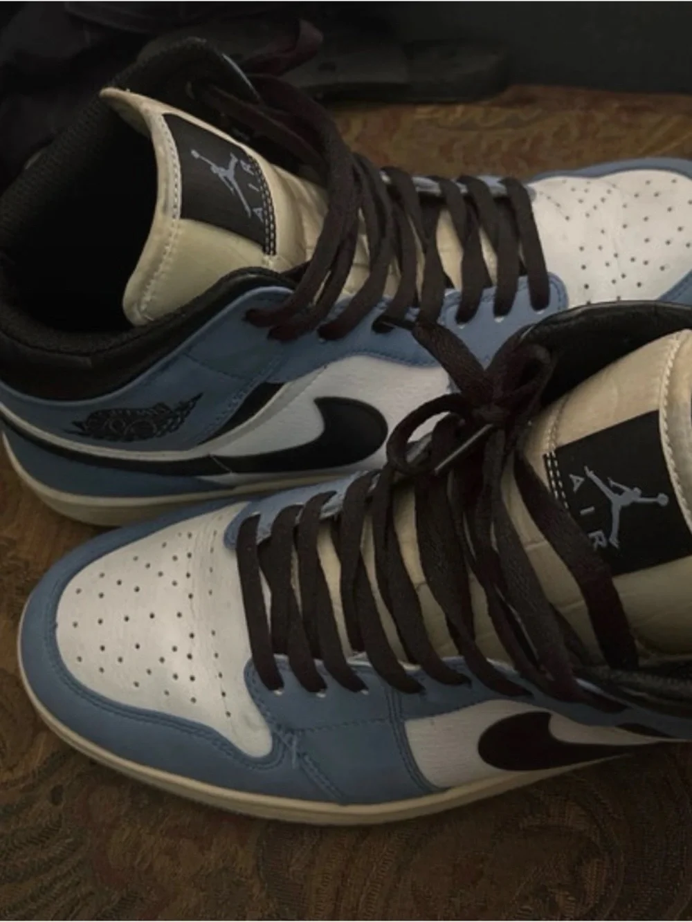 Jordan High-Top Sneakers in Light Blue, White & Black